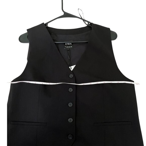 Zara Tailored Buckle Vest – Black, Size L, V-Neck Waistcoat Adjustable Strap NWT - Picture 6 of 7
